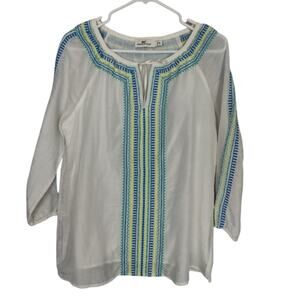 Vineyard Vines Embroidered Silk Blend Tassel Tunic Top Size XS